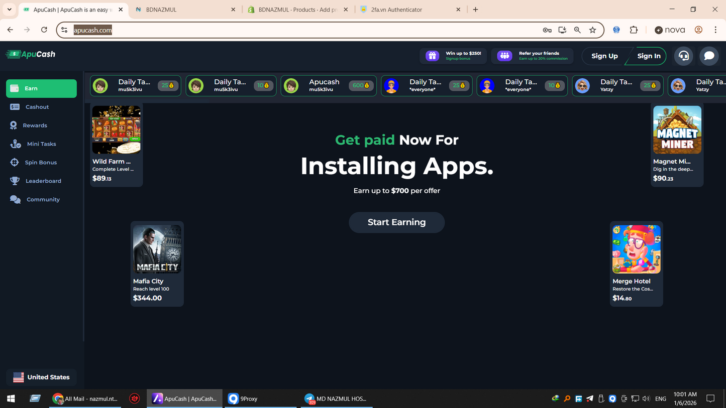 Top Earning apps 2026 || Apucash.com